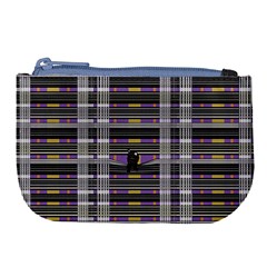 Playing With Plaid Kitten (purple) Halloween Pattern Large Coin Purse by emilyzragz