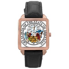 State Seal Of Arkansas Rose Gold Leather Watch  by abbeyz71