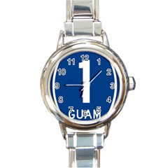 Guam Highway 1 Route Marker Round Italian Charm Watch by abbeyz71