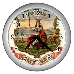 Historical Coat of Arms of California Wall Clock (Silver)