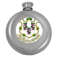 Coat Of Arms Of Connecticut Round Hip Flask (5 Oz) by abbeyz71