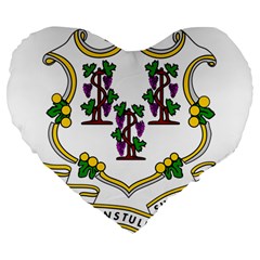 Coat of Arms of Connecticut Large 19  Premium Heart Shape Cushions
