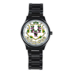 Coat Of Arms Of Connecticut Stainless Steel Round Watch by abbeyz71