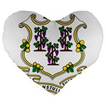 Coat of Arms of Connecticut Large 19  Premium Flano Heart Shape Cushions Front