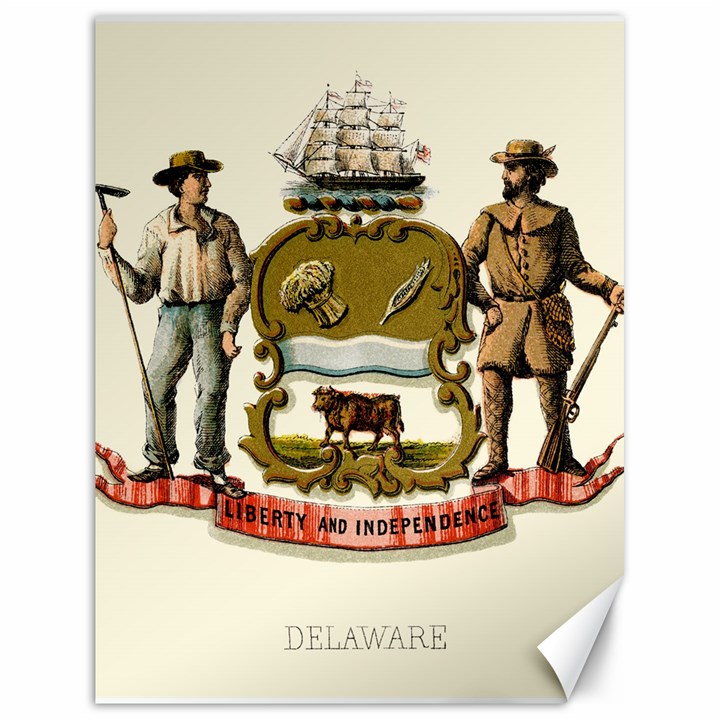 Historical Coat of Arms of Delaware Canvas 18  x 24 