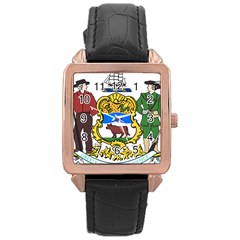 Delaware Coat Of Arms Rose Gold Leather Watch  by abbeyz71