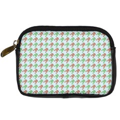 Amphibians Hopping Houndstooth Pattern Digital Camera Leather Case by emilyzragz