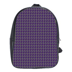 Luv Machine Robot Houndstooth Pattern (purple) School Bag (large) by emilyzragz