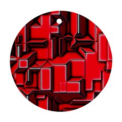 Background With Red Texture Blocks Ornament (Round)