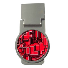 Background With Red Texture Blocks Money Clips (Round) 