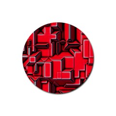 Background With Red Texture Blocks Rubber Round Coaster (4 pack) 