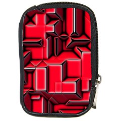 Background With Red Texture Blocks Compact Camera Leather Case