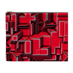 Background With Red Texture Blocks Cosmetic Bag (XL)