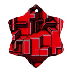 Background With Red Texture Blocks Ornament (Snowflake)