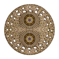 Moon Shine Over The Wood In The Night Of Glimmering Pearl Stars Round Filigree Ornament (two Sides) by pepitasart