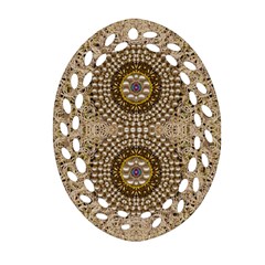 Moon Shine Over The Wood In The Night Of Glimmering Pearl Stars Oval Filigree Ornament (Two Sides)