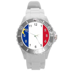 Flag Of Acadia Round Plastic Sport Watch (l) by abbeyz71