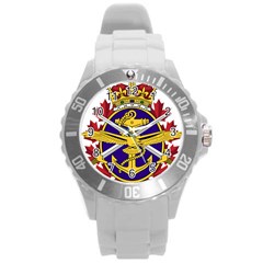 Badge Of Canadian Armed Forces Round Plastic Sport Watch (l) by abbeyz71