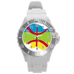 Kabylie Flag Map Round Plastic Sport Watch (l) by abbeyz71