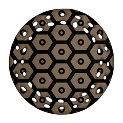 Black Bee Hive Texture Ornament (Round Filigree)