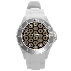 Black Bee Hive Texture Round Plastic Sport Watch (L)