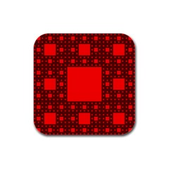 Red Sierpinski Carpet Plane Fractal Rubber Square Coaster (4 Pack)  by Sapixe