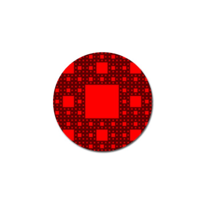 Red Sierpinski Carpet Plane Fractal Golf Ball Marker