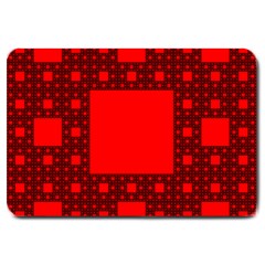 Red Sierpinski Carpet Plane Fractal Large Doormat  by Sapixe