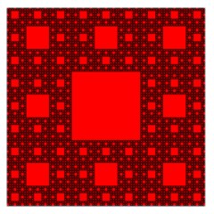 Red Sierpinski Carpet Plane Fractal Large Satin Scarf (square) by Sapixe