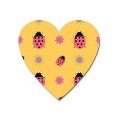 Ladybug Seamlessly Pattern Heart Magnet by Sapixe