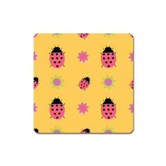 Ladybug Seamlessly Pattern Square Magnet by Sapixe