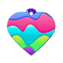 Lines Curves Colors Geometric Lines Dog Tag Heart (two Sides)