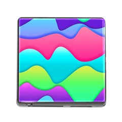 Lines Curves Colors Geometric Lines Memory Card Reader (square 5 Slot)