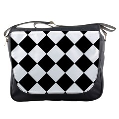 Grid Domino Bank And Black Messenger Bag by Sapixe