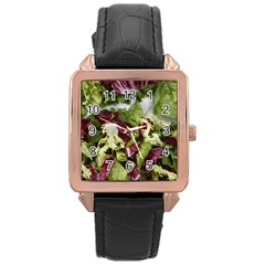 Salad Lettuce Vegetable Rose Gold Leather Watch 