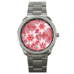 Flower Leaf Nature Flora Floral Sport Metal Watch by Sapixe