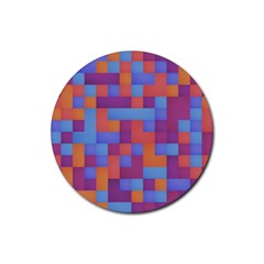 Squares Background Geometric Modern Rubber Coaster (round) 