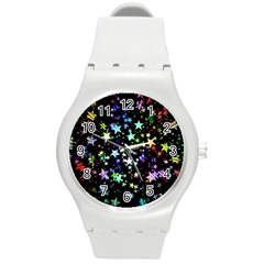 Christmas Star Gloss Lights Light Round Plastic Sport Watch (m) by Sapixe