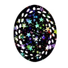 Christmas Star Gloss Lights Light Ornament (oval Filigree) by Sapixe