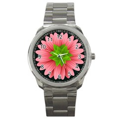Plant Flower Flowers Design Leaves Sport Metal Watch