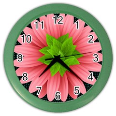 Plant Flower Flowers Design Leaves Color Wall Clock