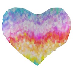 Rainbow Pontilism Background Large 19  Premium Heart Shape Cushions by Sapixe