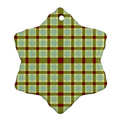 Geometric Tartan Pattern Square Snowflake Ornament (two Sides)