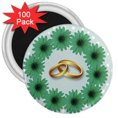 Rings Heart Love Wedding Before 3  Magnets (100 Pack)