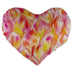 Pretty Painted Pattern Pastel Large 19  Premium Flano Heart Shape Cushions