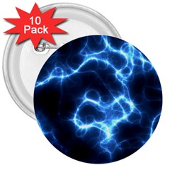 Electricity Blue Brightness Bright 3  Buttons (10 Pack) 