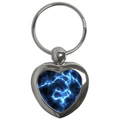 Electricity Blue Brightness Bright Key Chains (heart) 