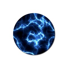 Electricity Blue Brightness Bright Rubber Round Coaster (4 Pack) 