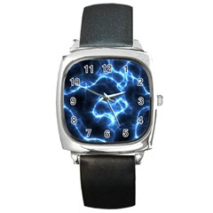 Electricity Blue Brightness Bright Square Metal Watch