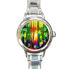 Abstract Vibrant Colour Botany Round Italian Charm Watch by Sapixe